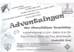 Das Plakat bzw. der Flyer zum Trachtler-Adventsingen